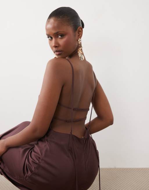 ASOS DESIGN – Midi-Trägerkleid mit geradem Ausschnitt und Riemendesign am Rücken, 3 von 4