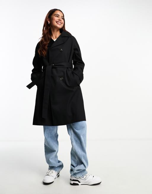 Black midi coat womens sale