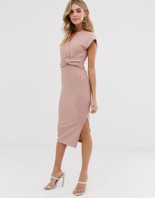 asos design origami twist midi pencil dress
