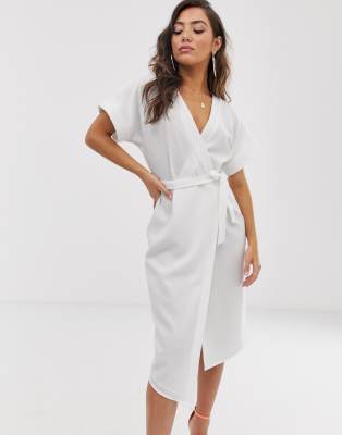 asos white wrap dress