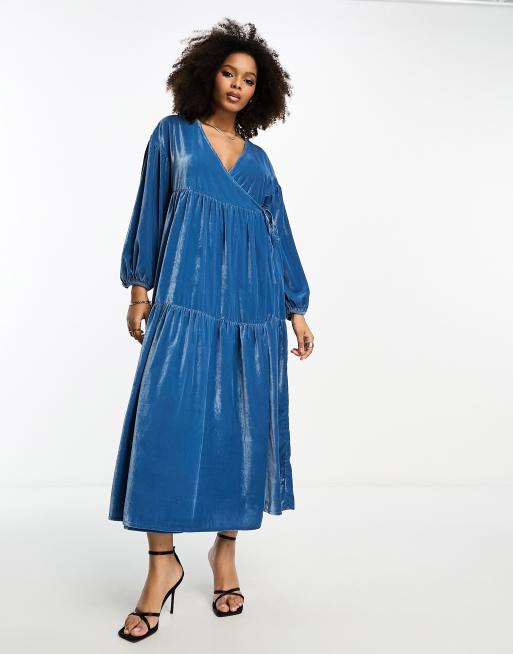 Blue velvet clearance midi