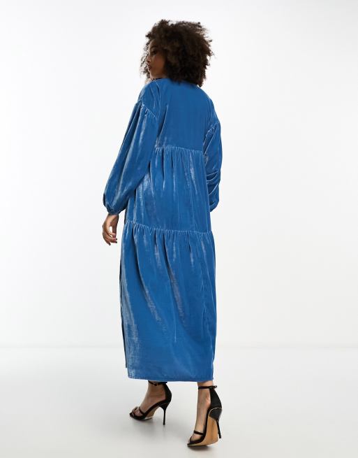 Blue 2024 velvet midi