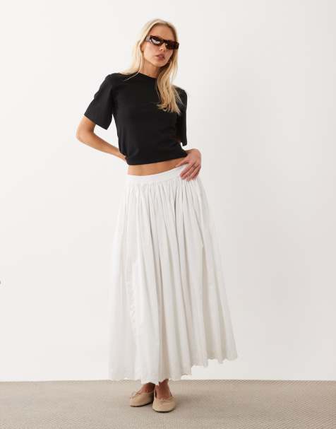 ASOS DESIGN midikjol i set med broderad fåll i vitt - view 1