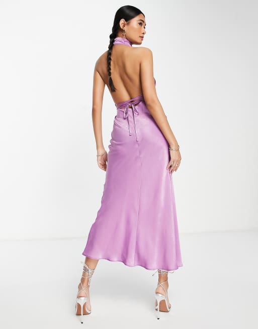 ASOS DESIGN - Midikjole med halterneck, vandfaldsudskæring og slå-om-design med bindebånd i taljen, 2 af 4