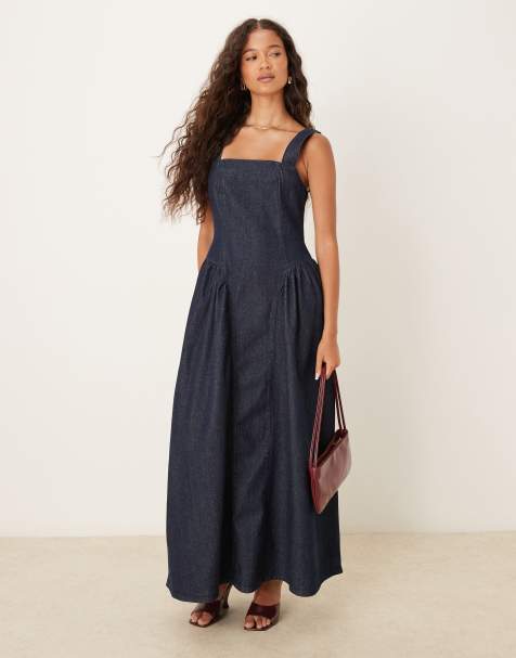 ASOS DESIGN - Midikjole med sidepaneler i denim - view 1