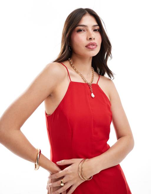 ASOS DESIGN – Midiklänning med fyrkantig halsringning och klockad kjol , 2 av 4