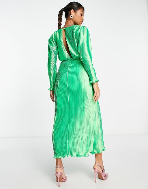 satin kleid kurz grün