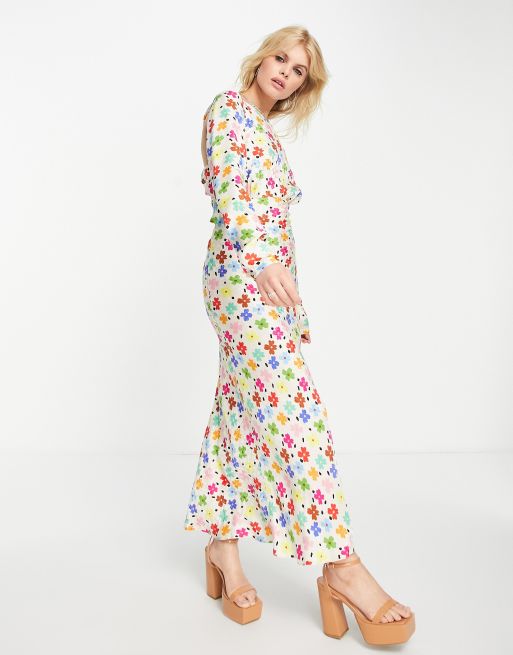 ASOS DESIGN – Midikleid aus Satin mit Blumenprint und Cut-outs am Rücken, 4 von 4