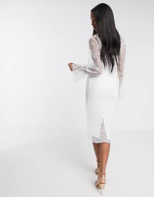 ASOS DESIGN – Midikleid aus Spitze in Weiß | ASOS