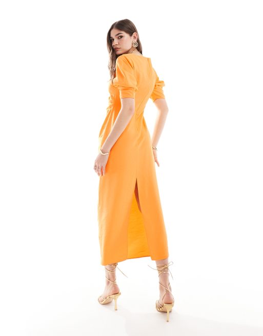 Asos orange midi dress on sale