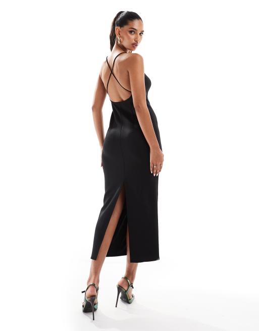 Asos black backless dress deals