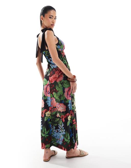 ASOS DESIGN – Midikleid mit Blumenmuster und gebundenen Trägern, 2 von 4