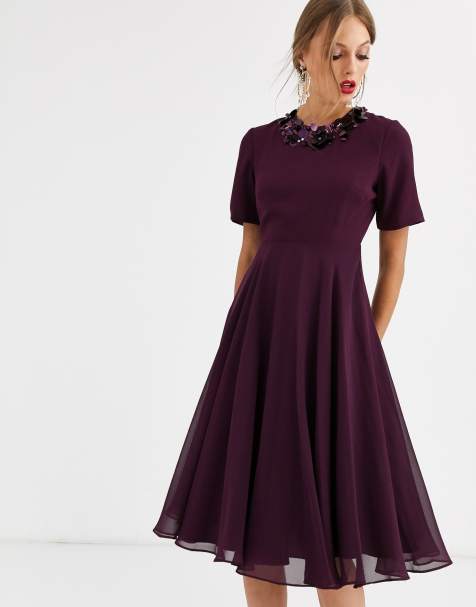ASOS DESIGN – Midikleid mit kurzem Oberteil und verziertem Ausschnitt