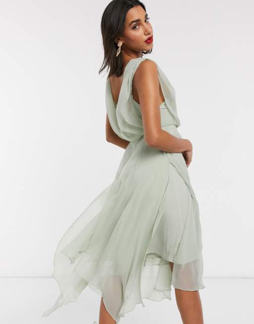 ASOS DESIGN – Midikleid mit Wickeldesign und drapierter Rückseite, 2 von 4