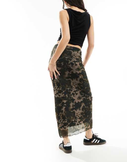ASOS DESIGN - Midinederdel med dyreprint i mesh, 4 af 5