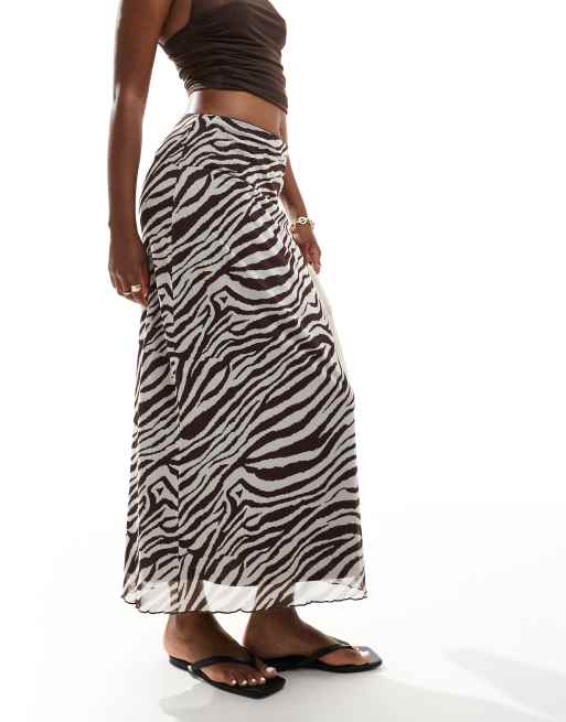 ASOS DESIGN - Midinederdel med zebraprint i mesh, 3 af 5