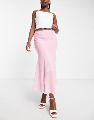 ASOS DESIGN - Midirock aus blassrosa Chiffon