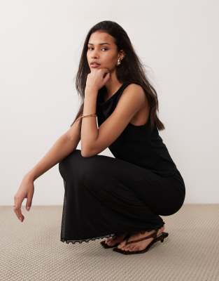 ASOS DESIGN - Midirock aus Netzstoff in Schwarz