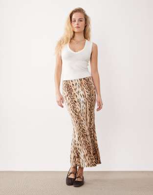 ASOS DESIGN - Midirock aus Netzstoff mit Leopardenmuster-Bunt