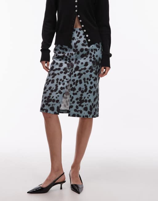 ASOS DESIGN – Midirock in Blau mit Tiermuster, 2 von 5