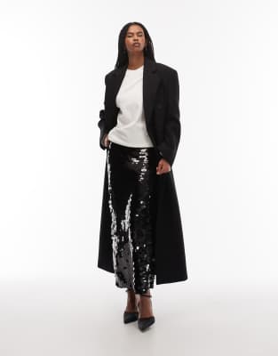 ASOS DESIGN - Midirock in Schwarz mit großen Pailletten
