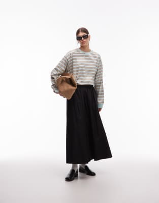 ASOS DESIGN - Midirock in Schwarz mit voluminösem Detail