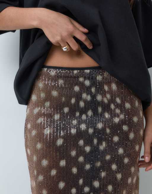 ASOS DESIGN Midirock mit Pailletten und Hirsch-Print, 4 von 5
