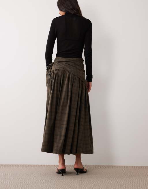 ASOS DESIGN Midirock mit Schal-Detail in Seersucker-Karo, 5 von 5