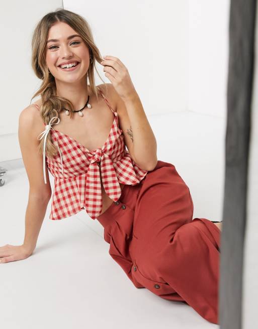 ASOS DESIGN - Midirok met knopen aan de voorkant in roestbruin, 3 van 4