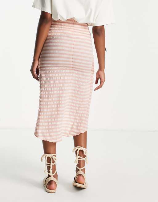 ASOS DESIGN - Midirok met textuur, gedraaide voorkant en natuurlijke strepen, 2 van 4