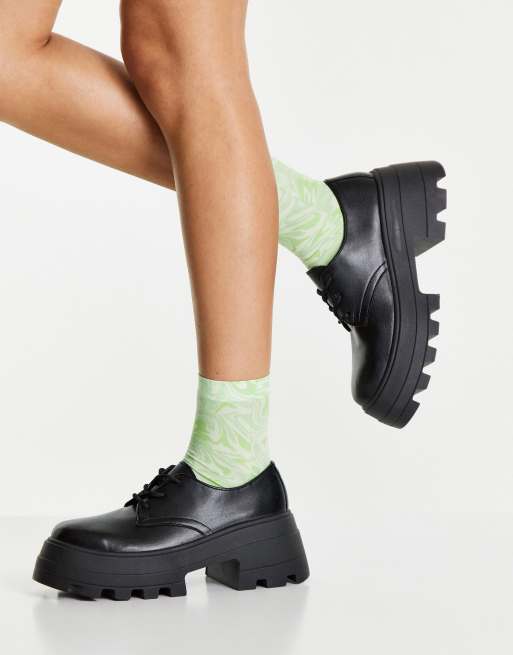 ASOS DESIGN – Midnight – Czarne, sznurowane buty na grubej, płaskiej podeszwie, 4 z 4