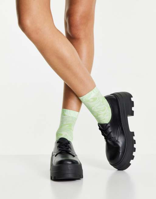 ASOS DESIGN - Midnight - Scarpe basse nere stringate a suola spessa, 2 di 4