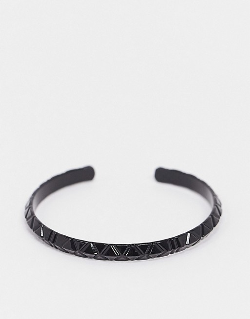 ASOS DESIGN 6mm bangle with cutwork in black