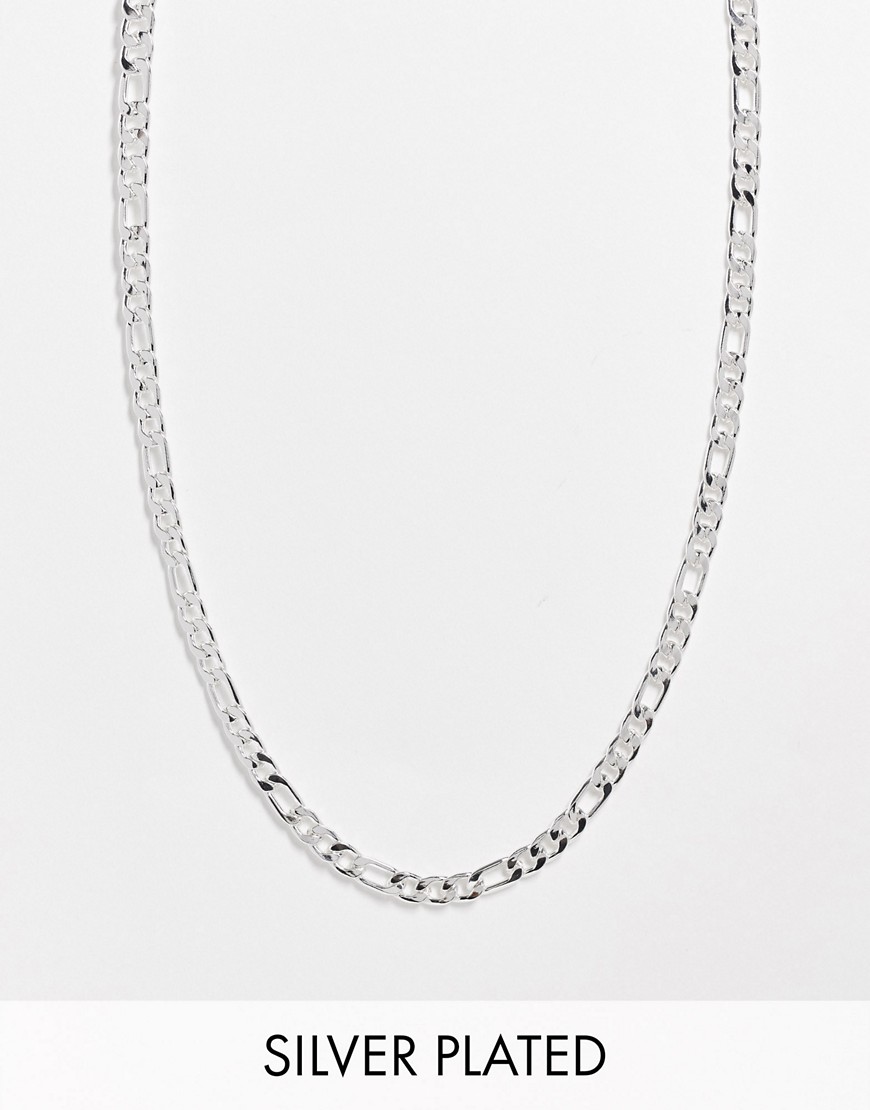 ASOS DESIGN midweight 6mm figaro neckchain in real silver plate