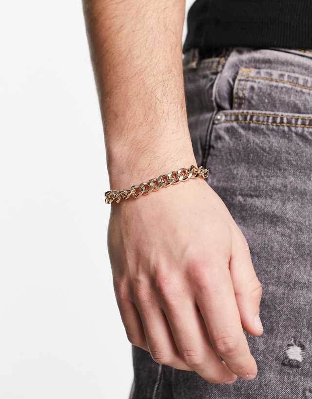 ASOS DESIGN midweight chain bracelet in gold tone