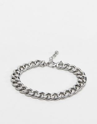 ASOS DESIGN midweight chain bracelet in silver tone - ASOS Price Checker