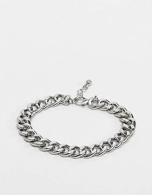 ASOS DESIGN midweight chain bracelet in silver tone