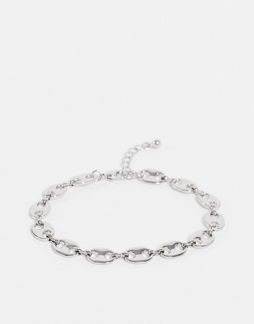 ASOS DESIGN midweight chain bracelet in vintage design in silver tone