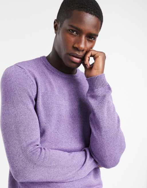 ASOS DESIGN midweight cotton crew neck sweater in lavender twist