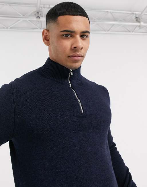 Mens navy half hot sale zip jumper