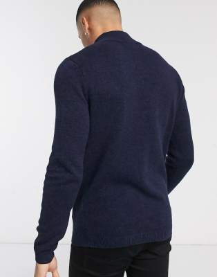 ASOS DESIGN midweight cotton half zip sweater in navy | ASOS