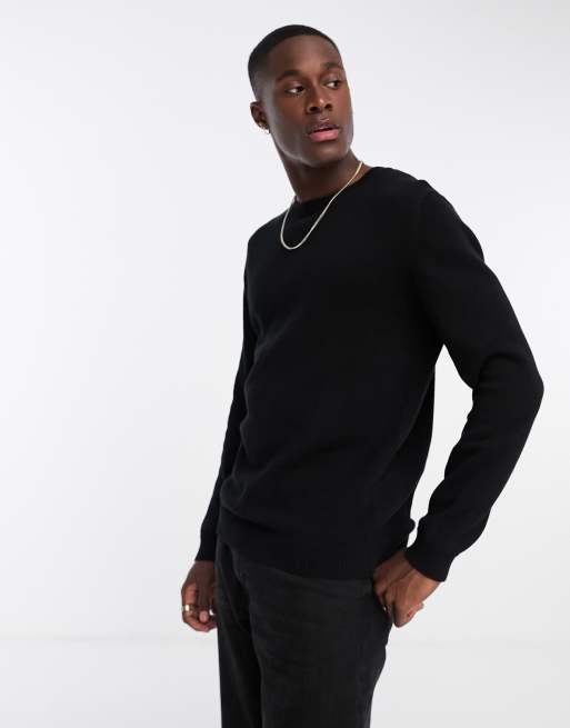 ASOS DESIGN midweight cotton jumper in black ASOS