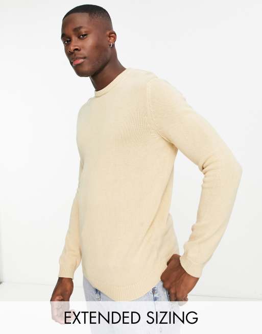 ASOS DESIGN midweight cotton sweater in beige twist