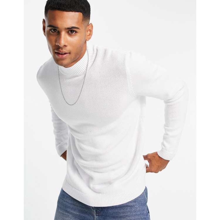 Mens white outlet turtle neck jumper