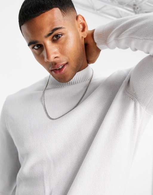 ASOS DESIGN midweight cotton turtle neck jumper in white