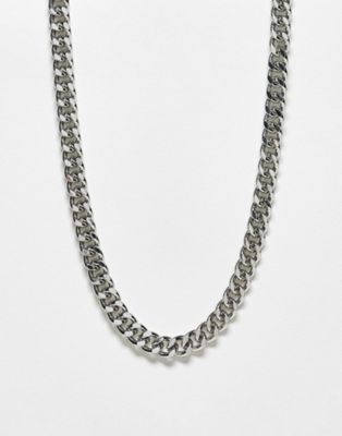 ASOS DESIGN midweight curb chain in silver tone