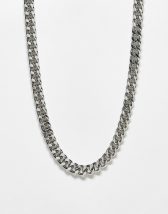 ASOS Design 2 Pack Layered Crystal Tennis Chain and Faux Pearl Necklace-Silver