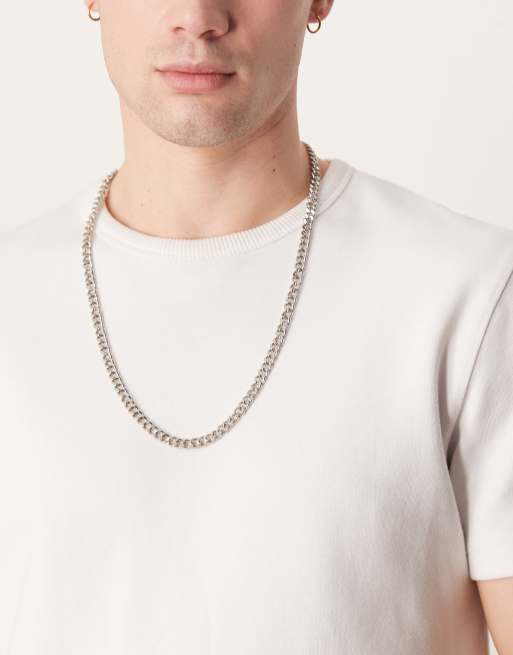  ASOS DESIGN midweight curb chain in silver tone