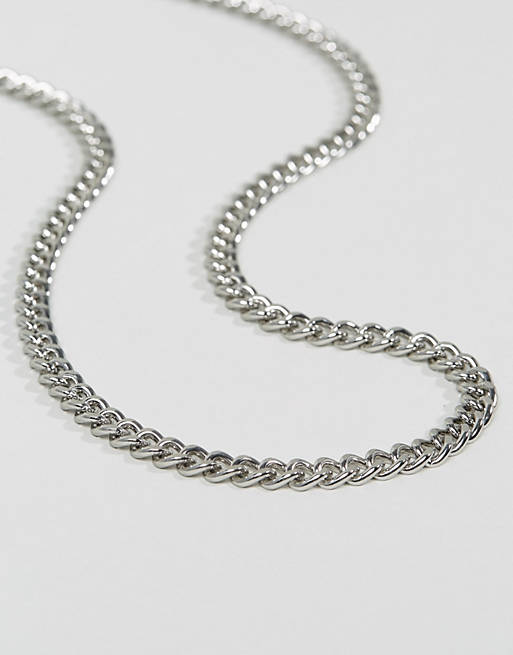ASOS DESIGN midweight curb chain in silver tone