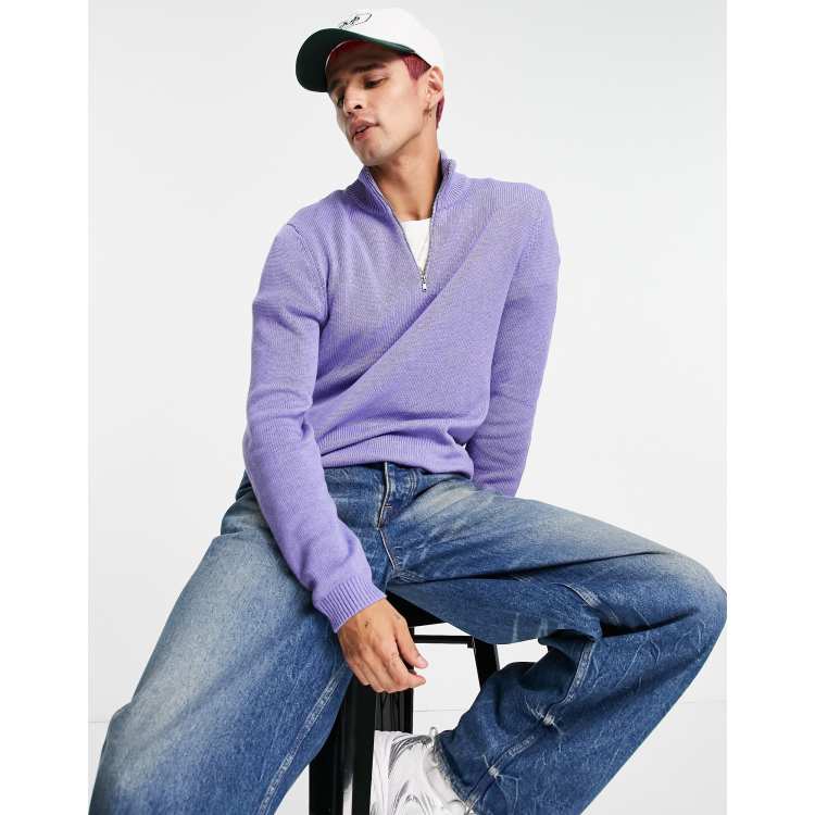 ASOS DESIGN midweight half cotton jumper lilac | ASOS